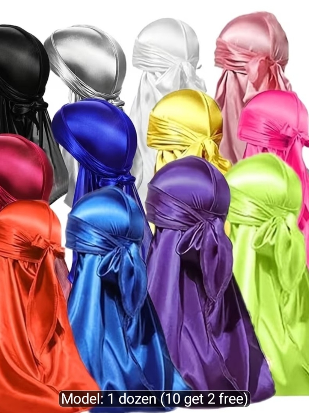 12pcs Durags For Men & Women, Silky Satin Durags For 360 Waves